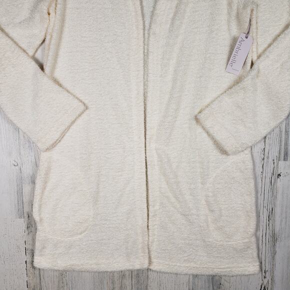 NWT Ambrielle Pristine Ivory Super Soft Open Front House Coat Women's Size Small - Picture 6 of 12